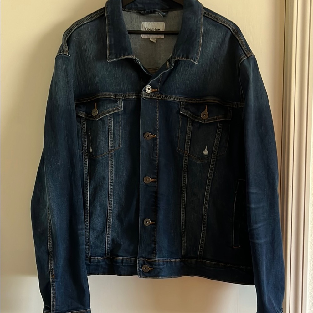 Goodfellow XXL Men's Blue Denim Jacket Dark Wash Distressed